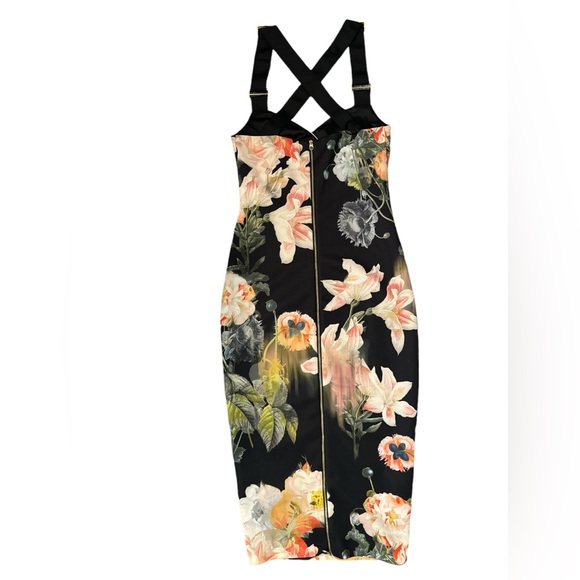 Ted Baker Womens Black Dress- Carpa Opulent Bloom Print Adjustable straps Size 2 - Picture 9 of 9